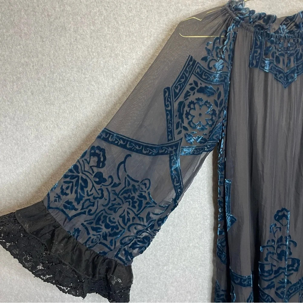 Rancho Estancia Witchy Whimsygoth Fairy Burnout Velvet Lace Hem Mini Dresss - Picture 9 of 10